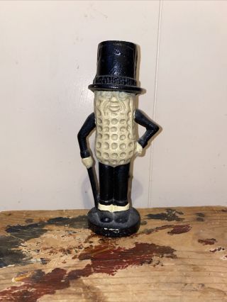Antique Vintage Style Cast Iron Mr Peanut Coin Bank