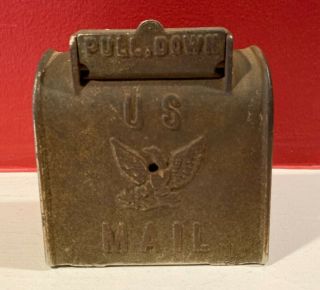 Antique Vintage Cast Iron Us Mail Box Bank W/embossed Eagle