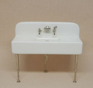 Vintage Antique Reutter Porcelain Kitchen Sink Dollhouse Miniature 1:12