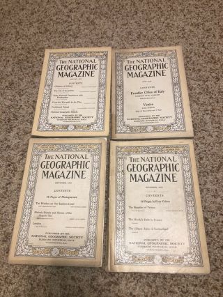 1915 National Geographic 4 Issues January,  June,  September,  November.  Antique