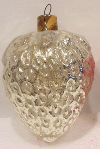 Antique 1930s German Glass Strawberry Fruit Christmas Feather Tree Ornament