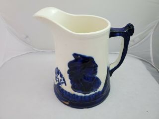 Antique Old Sleepy Eye Indian & Mountain 8 " Pitcher Weir Monmouth Pottery