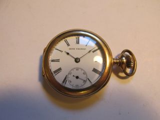 Antique Vintage Seth Thomas Pocket Watch,  Open Face,  7 Jewels,  Back Engraved