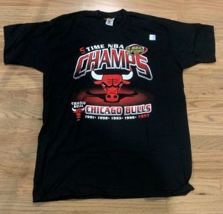 Vtg 90s Chicago Bulls 5 Time Nba Champs 1997 Finals T - Shirt Men 
