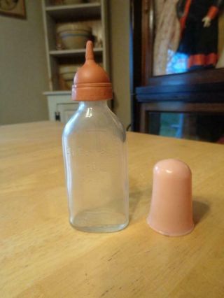 Vintage Effanbee Dye Dee Baby Doll Bottle With Nipple And Htf Pink Cap