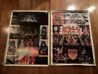 Vintage Kiss Jumbo Posters 42”x 58” 1977 Aucoin - Kiss Army & Love Gun - Rare