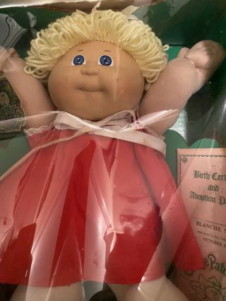 VTG Coleco Cabbage Patch Kids Doll Girl Red Dress Blonde Hair Blue Eyes 3