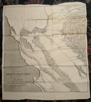 Rare 1849 Antique Gold Rush Topographical Mining Map Southern California
