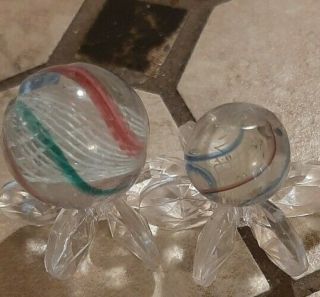 German Handmade Latticino Marble Antique Old Glass Toy Marbles.  Pee Wee & 1/2 "