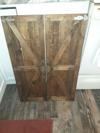 2 11 " X32 " Barn Wood Cabinet Doors Window Shutters Rustic Farmhouse Cabin Decor