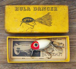 Vintage Arbogast Red & White Color Hula Dancer In Correct Older Box