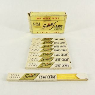 Rare Yellow Vintage Extra Strong 4” Scripto Drafting Pencil Leads - 8 Packs