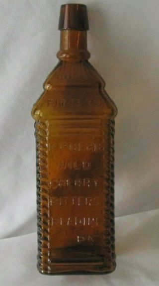 Org Rare Antique Vintage H.  P.  Herb Wild Cherry Amber Bitters Bottle Reading Pa.