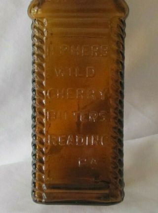 Org Rare Antique Vintage H.  P.  Herb Wild Cherry Amber Bitters Bottle Reading Pa. 6