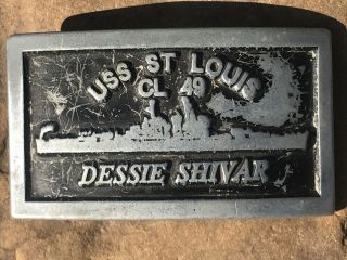 Antique Wwii 1944 Us Navy " Uss St Louis Cl 49 " Vintage Belt Buckle Ultra Rare