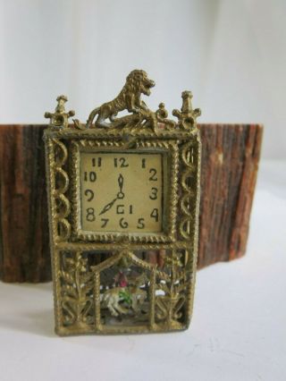 Vintage Miniature Mexican Doll House Grandfather Clock Signed San Luis Potosi E1
