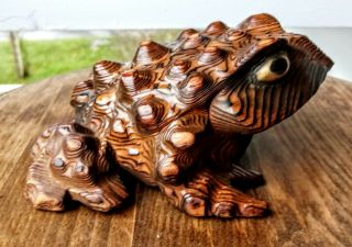 Vintage Mid Century Modern Witco Tiki Style Carved Frog Toad Kitch Retro Art