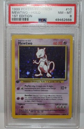 Mewtwo - 1999 Pokemon French 1st Edition - 10 - Holo - Psa 8 Nm - Mt