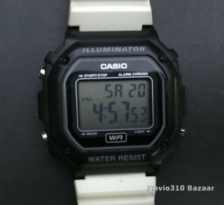 Custom Casio F - 108wh (3224) Wr Alarm Chronograph Black & White 42mm Watch