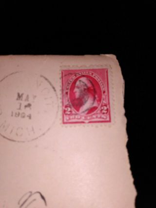 Rare 1894 George Washington 2 Cent Stamp Canceled On Env.  W/letter Inside