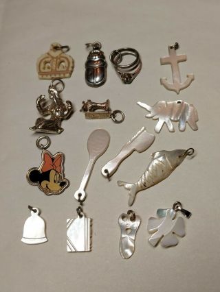 Joblot Vintage Rare Solid Silver Mother Of Pearl Charms Disney Thomas Sabo