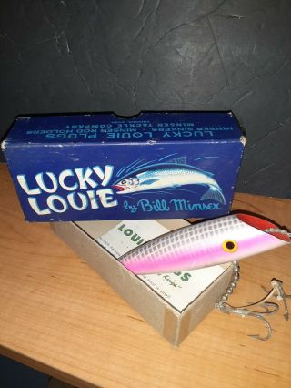 Vintage Lucky Louie Salmon Plug And Papers Silver Pearl Pink