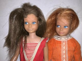2 Vintage Barbie Red Brunette Skipper Dolls