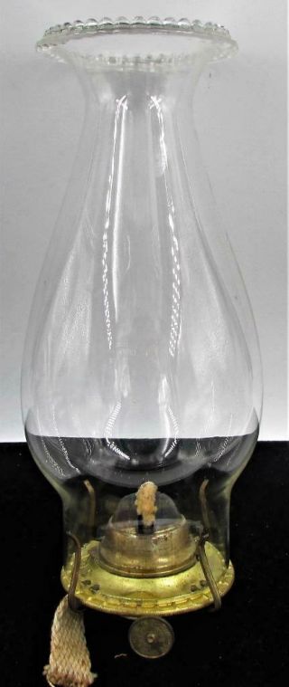 Antique No.  1 Brass P&a Eagle Oil Kerosene Lamp Burner,  Pearl Top Chimney