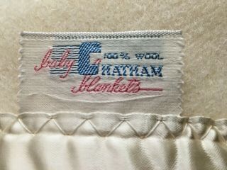 Vintage Chatham Acrylic Baby Blanket Ivory - Nylon Satin Trim Thermal 38 X 48