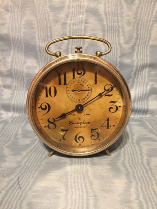 Vintage/antique Simplex Automatic Time/alarm Clock Usa