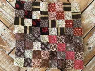 Back In Time Textiles Tiny Antique 1860 - 70 Quilt Block Loads Of Early Calico
