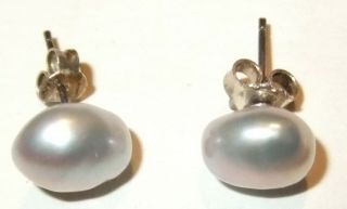 Rare,  Vintage Natural White Pearl Earrings Set On.  925 Sterling Silver Studs