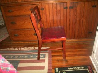 VTG MID CENTURY DURALITE PLASTIC Co.  Wood Folding Chair w/Red Vinyl Seat 3
