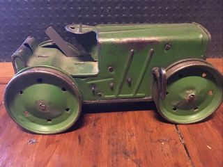 1950s Antique Louis Marx & Co.  Green Wind - Up Tractor No Driver