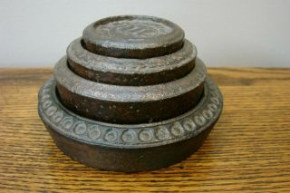 Antique Rare English Iron Scale Weights Vintage Weight Set