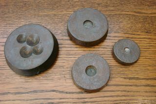 Antique Rare English Iron Scale Weights Vintage Weight Set 3