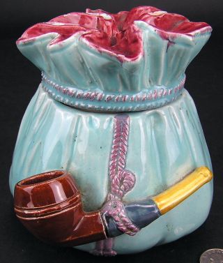 Antique Majolica Turquoise Blue Pipe Tobacco Jar Ws&s Wilhelm Schiller & Sons