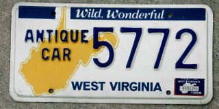 1986 West Virginia Orange State Outline Antique Car License Plate