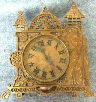 Antique Clock,  Unknown Brand,  80 - 100 Years Old,  W/ Brass Front, .