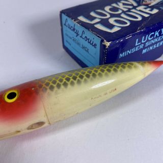 Vintage Bill Minser Lucky Louie Salmon Fishing Plug Lure W/ Box 2
