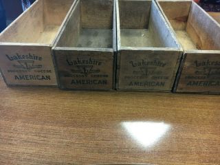4 Vintage Lakeshire American Process Cheese wooden boxes York decor cool 2