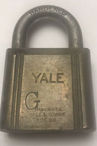 Vintage Rare Yale Towne Brass Hardened Lock Padlock G G With No Keys