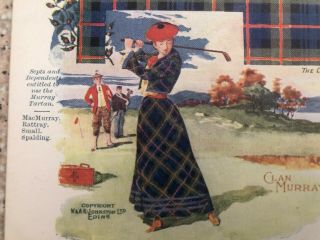 Rare 1915 Golf Trade Postcard Scottish Lady Golfer " Clan Murray "