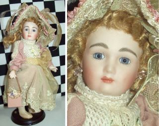 8 " All Bisque Vintage Unmarked Doll Long Blond Mohair Curls Jointed Last One