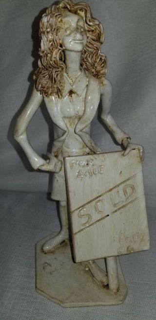 Vintage Handmade Real Estate Woman Statue Realtor Home Sales Shabby Chic