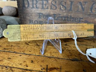 S8 Antique Stanley Rare Folding Rule Wood Ruler No.  63 Boxwood 1902
