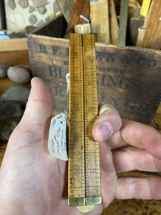 S8 Antique Stanley Rare Folding Rule Wood Ruler No.  63 Boxwood 1902 3