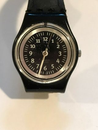 Vintage Swiss Watch Swatch Black Strap And Black Face