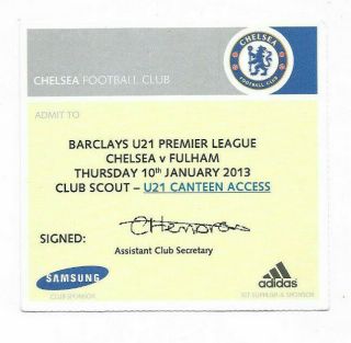Rare Ticket 2012/13 Barclays U21 Premier League - Chelsea V.  Fulham