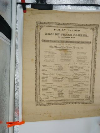 Antique Family Record of Deacon Jonas Parker - Pepperell MA Born in 1766 2
